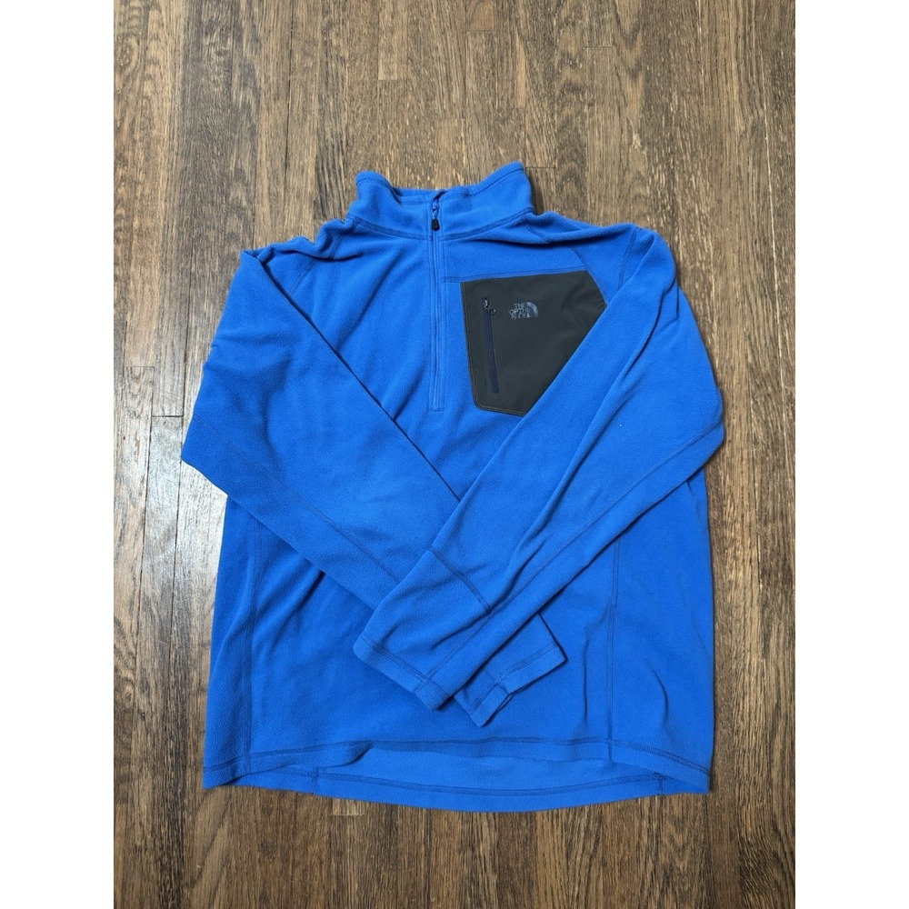 The North Face Men's XL 1/4 Zip Fleece Pullover Blue Jacket Zip Chest Pocket
